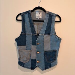 Wrangler Blue and Tan Denim Vest
